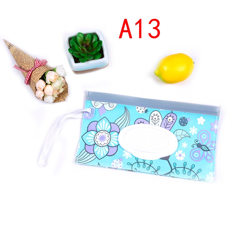 1PC Eco-Friendly Baby Wipes Box Cleaning Wipes Carrying Bag Clamshell Snap Strap Wipe Container Case Wet Wipe Box: A13