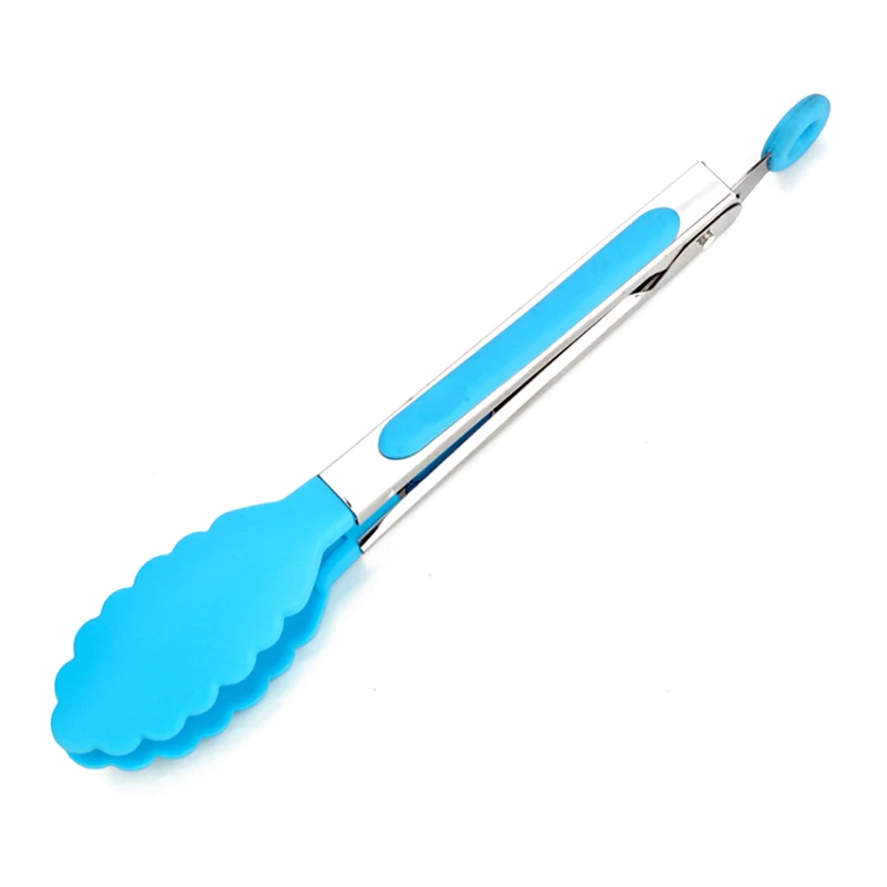 Pince alimentaire en acier inoxydable, pince de cuisine antidérapante en Silicone et Nylon, outils pour salade de barbecue, accessoires de cuisine pour gril: jaune clair