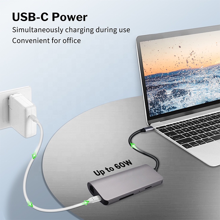 Typ-c Docking Bahnhof zu Hdmi 4K RJ45 Netzwerk Hafen 3 * USB 3,0 PD Ladung 8 in 1 Macbook Laptop Telefon USB C Hub