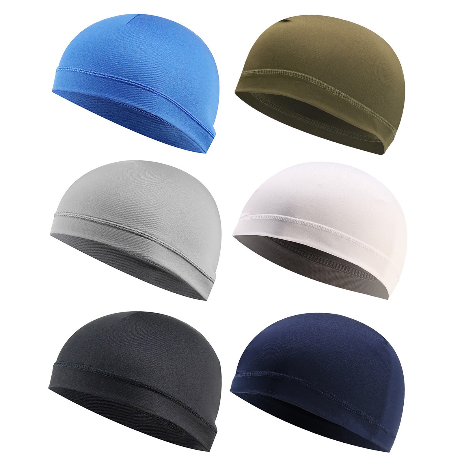 Caps For Men And Women 6 Pieces Helmet Liner Skull Caps Sweat Wicking Cap Running Hats Cycling Skull Helmet Lined With Skull Cap: D