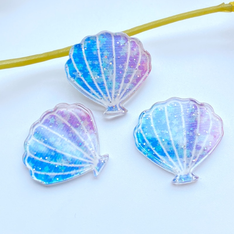 10pcs Acrylic Kawaii Shiny Shells Rhinestone Flat Back Cabochon Art Decoration Charm Craft