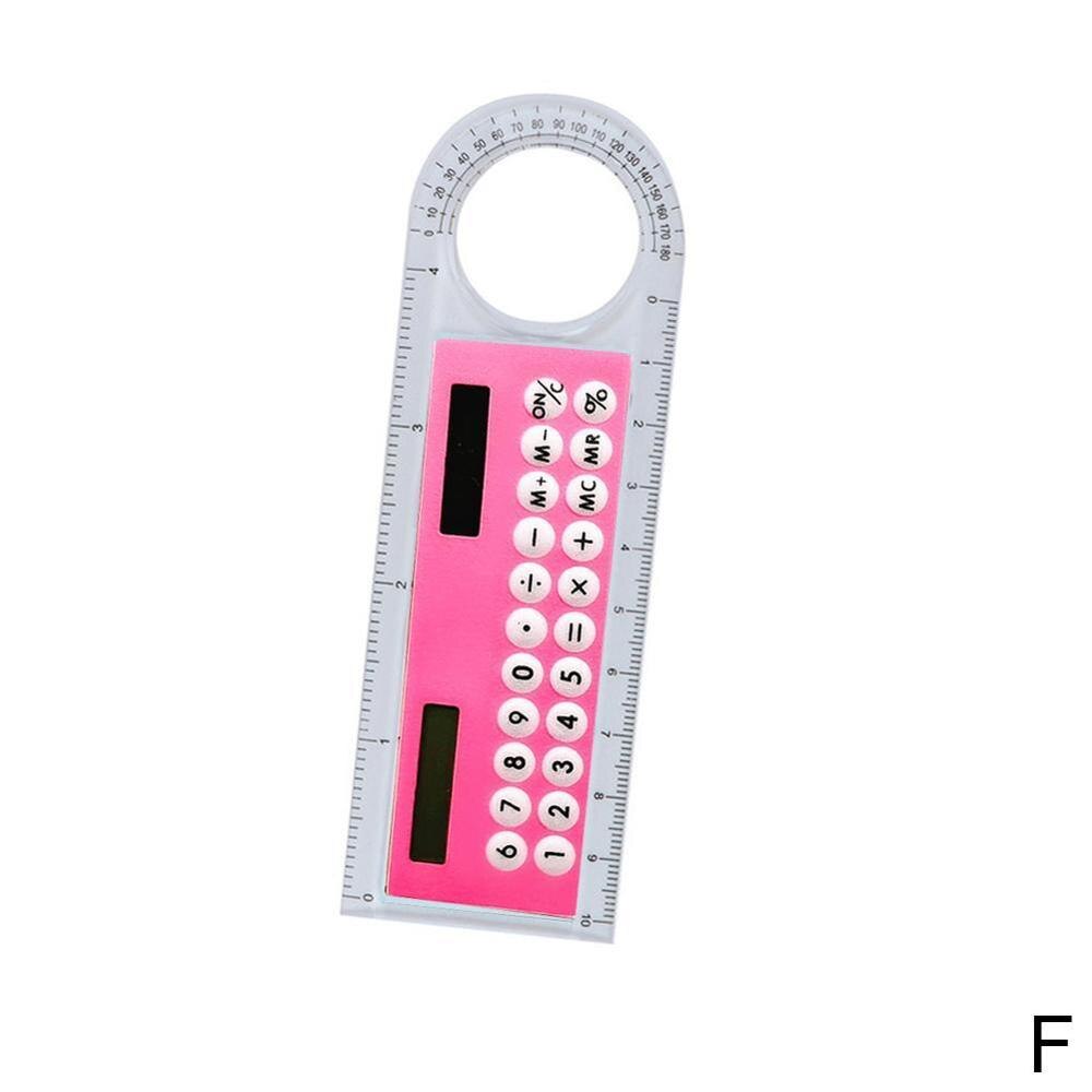 Mini Calculadora con lupa Solar, Calculadora multifunción, 10cm, 5 suministros, regla, oficina, colores ultrafinos, escuela, S0F3, 1 Uds.: F