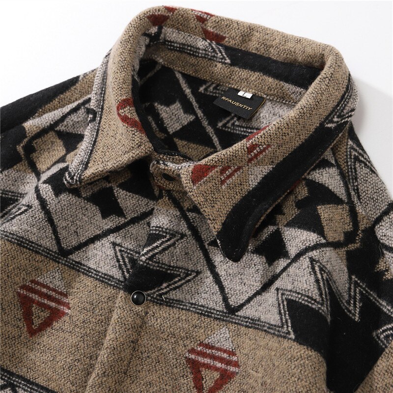 Men Hip Hop Shirt Streetwear Vintage Graphic Print Long Sleeve Tops Autumn Harajuku Cotton Blouses flannel Thick Shirts