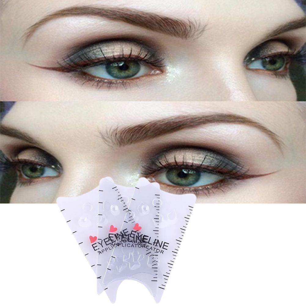 3 Stuks/set Diy Eyeliner Kaart Eyeliner Tekening Hulp Eyeliner Wenkbrauwen Eyeliner Kaart Baffle Gerookte Sjabloon O7X5