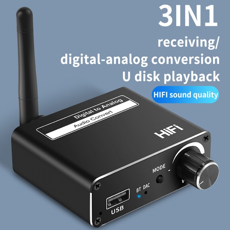 Kompaktowy dysk U cyfrowo-analogowy Adapter koncentryczny Toslink trwały konwerter Audio kompatybilny z Bluetooth 5.0 odbiornik DAC