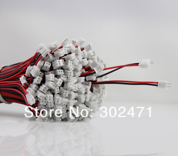 20pcs/set JST Connectors 1.25MM 2 Pin Connector With Wires Cables 100MM For Circuit Board