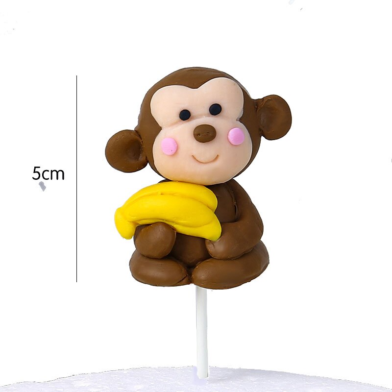 Cute Cartoon Animal Cake Topper Lion panda elephant jungle Cupcake Topper For Festive Farm Birthday Party Dessert Decor: monkey