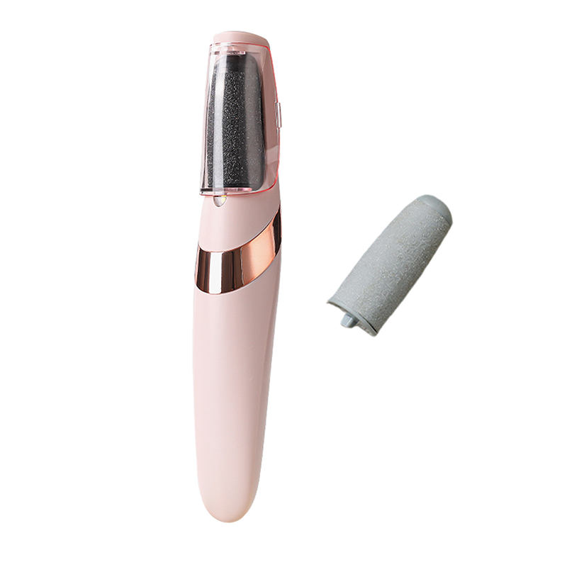 Depurador de pies eléctrico, portátil y fácil de transportar, recargable por USB, elimina la piel muerta y exfolia los pies, cabezales de molienda gruesos y finos reemplazables, crea fácilmente los pies lisos, ayuda para el cuidado de la higiene personal: Gris claro