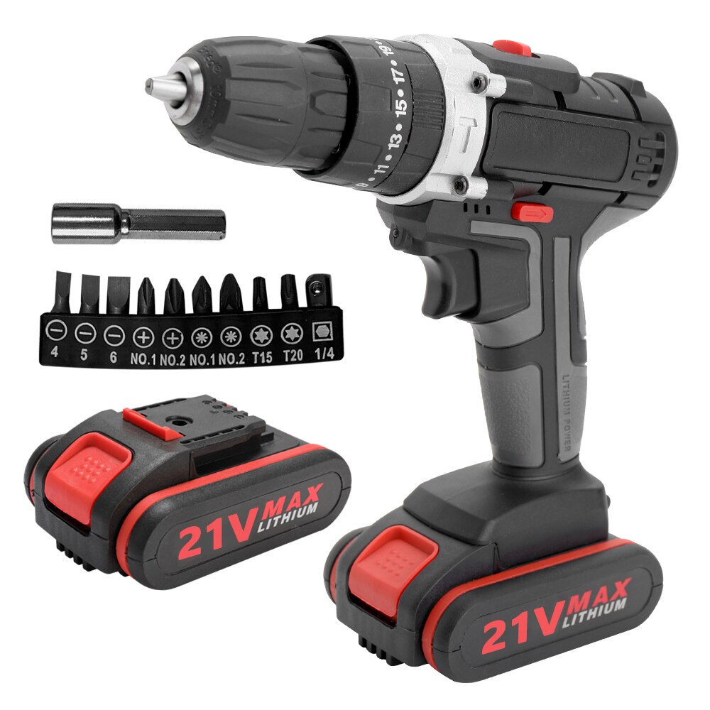 21V 1300mAh Electric Drill 2Lithium Battery DIY Mini Rechargeable Impact Drill 1450rmp Speed Cordless Drill Household Power Tool