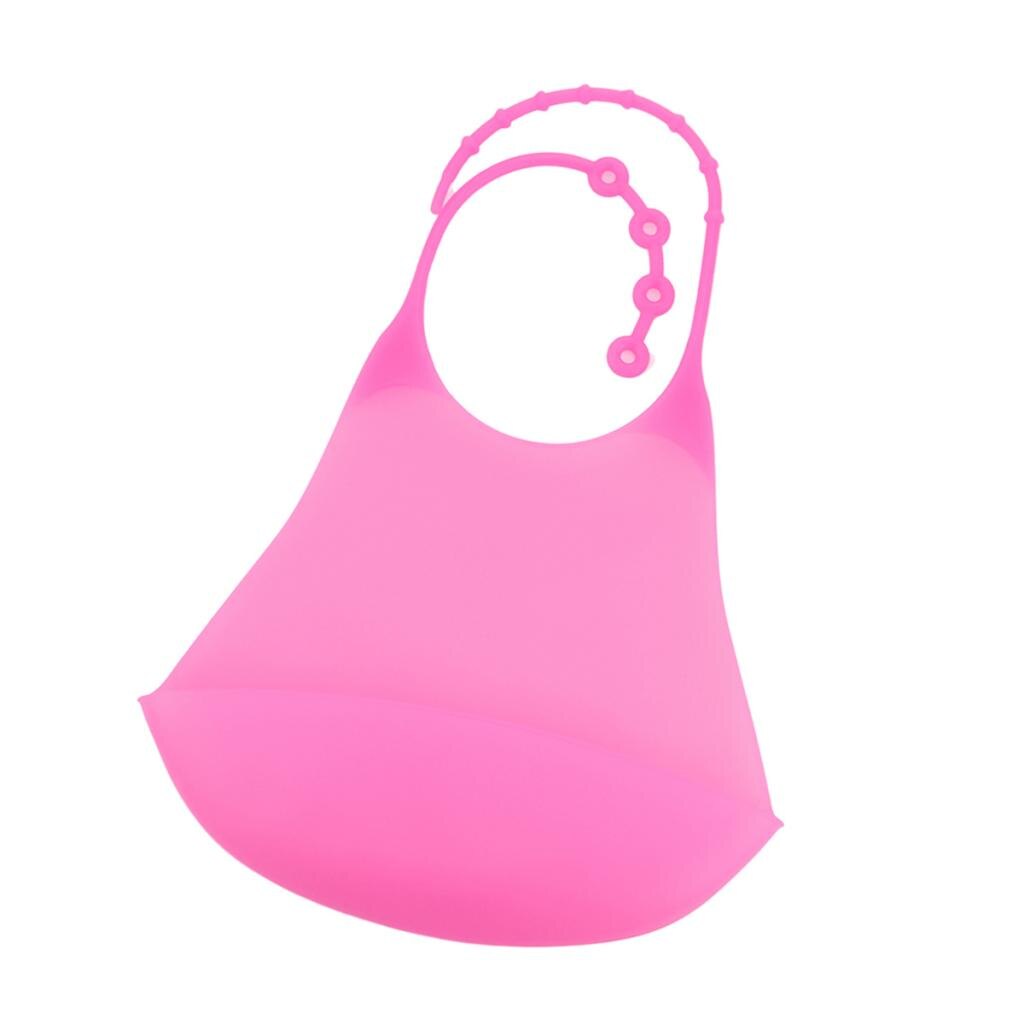 Bavoir en Silicone pour adultes, pour femmes et hommes, protection imperméable pour les repas, avec poche pour attraper des aliments profonds: Pink