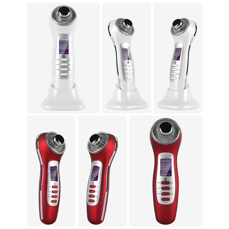 7 en 1 peau soins du visage ultrasons 3MHz galvanique LED bleu rouge lumière Photon Micro-courant ascenseur peau serrant la Machine de beauté