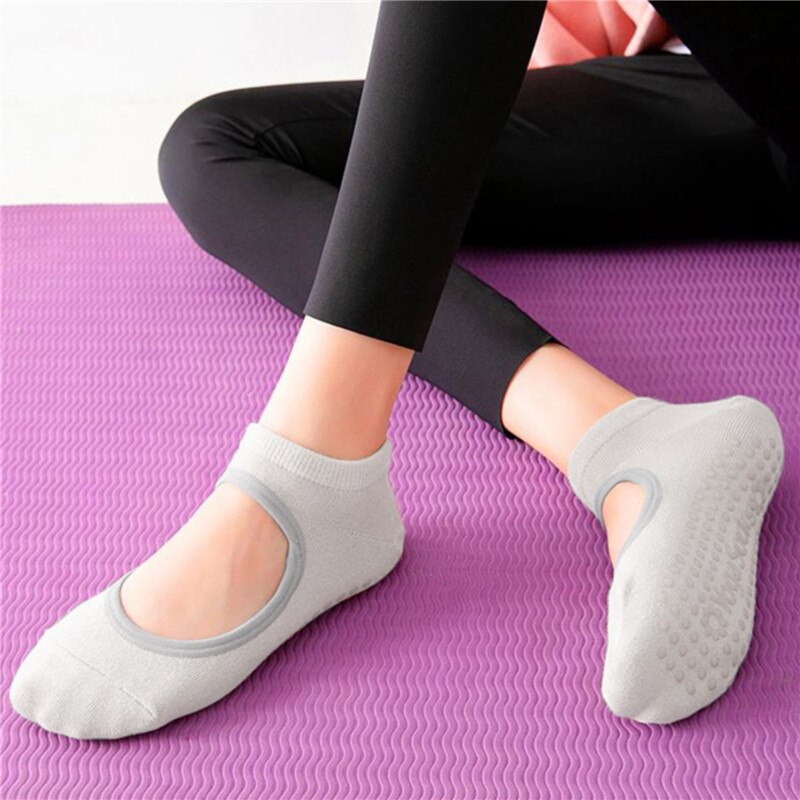 Damen-bandagen-yogasocken, rutschfest, schnelltrocknend, dämpfend, pilates-ballettsocken, guter halt, baumwollsocken