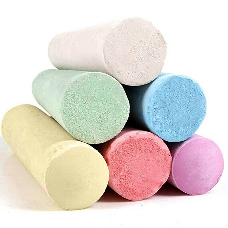 6/12pcs Mixed Colour Chalk Sticks Pack Water Soluble Kids Playground School Art Learning UY8