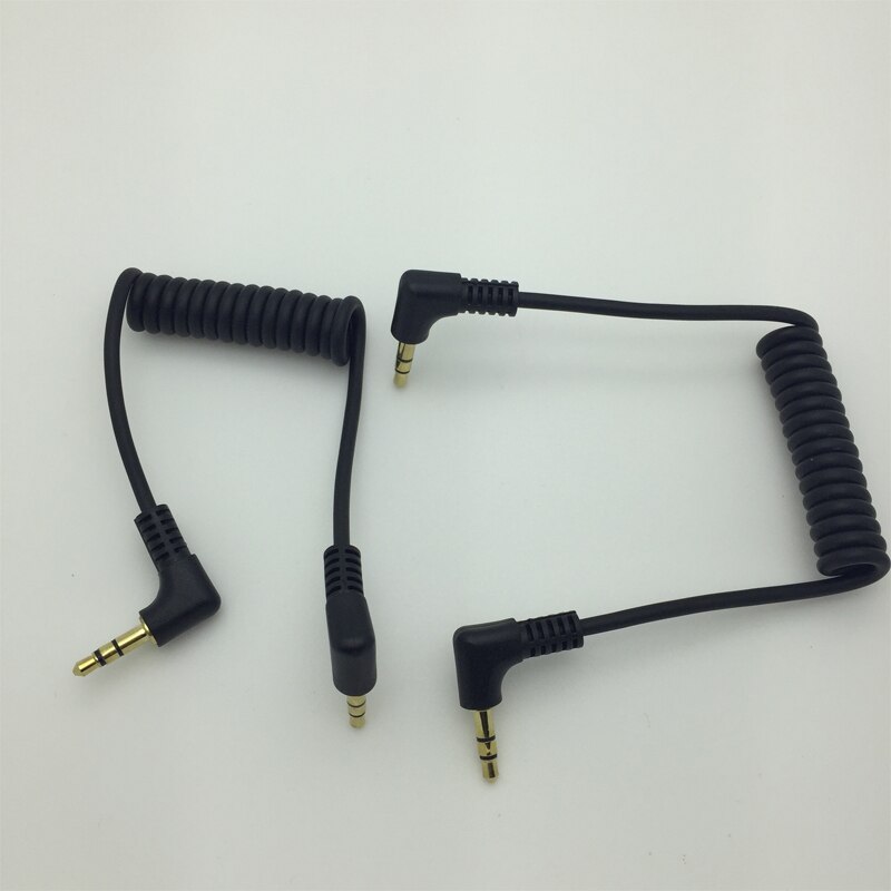 2 STKS Goedkoopste Audiokabel 3.5mm Mannelijk Naar Stereo Hoofd PU lente Lijn AUX Audio Kit 50 CM Dubbele Elleboog Zwart Ik Sleutel