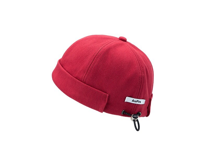 Kiinteä kiristysnyöri pipo reunaton lippalakki vintage retro leon satama satamalaituri hattu rullattu ranneke kallo merimies pyöräilijä lippikset kesä ulkona: Punainen
