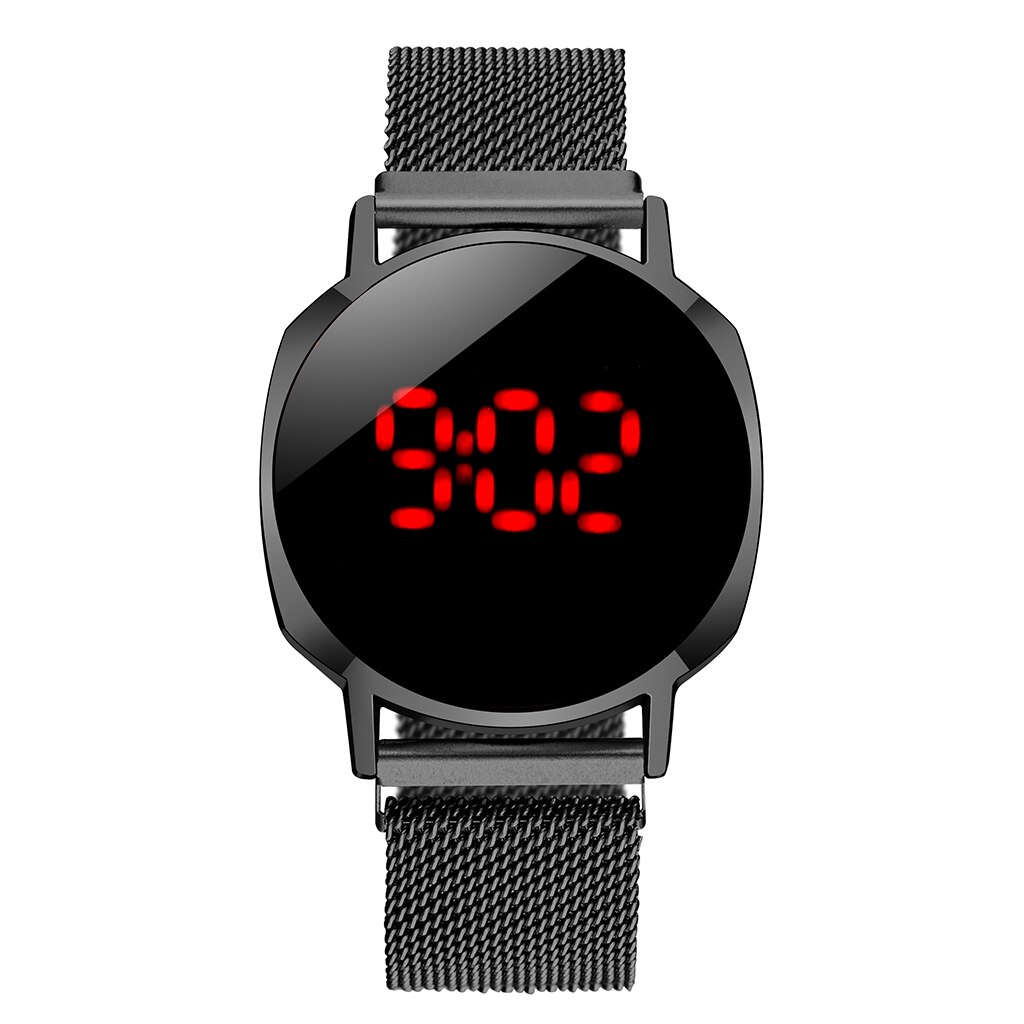 Luxe Digitale Armband Horloges Voor Vrouwen Rose Goud Magnetische Jurk Quartz Klok Dames Jurk Business Polshorloge: Black