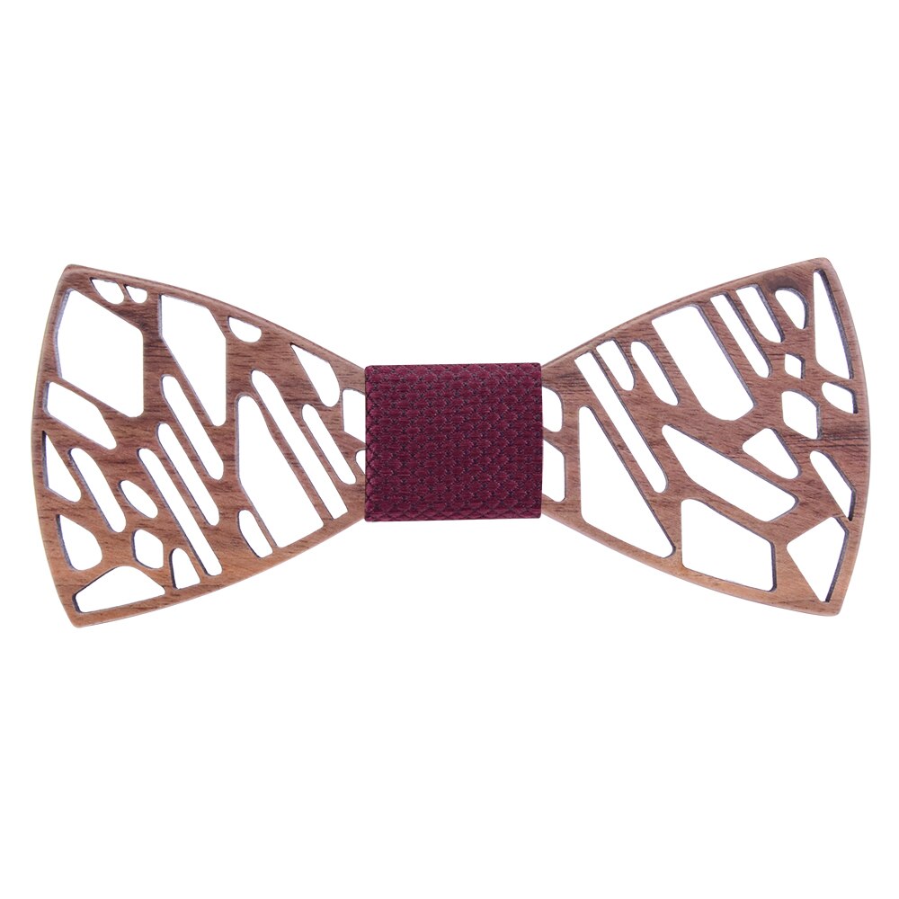 noyer en bois nœud papillon hommes irrégulier Floral creux sculpté bois noeud papillon costume Shrit robe de mariée accessoires Grvata cravate: 05