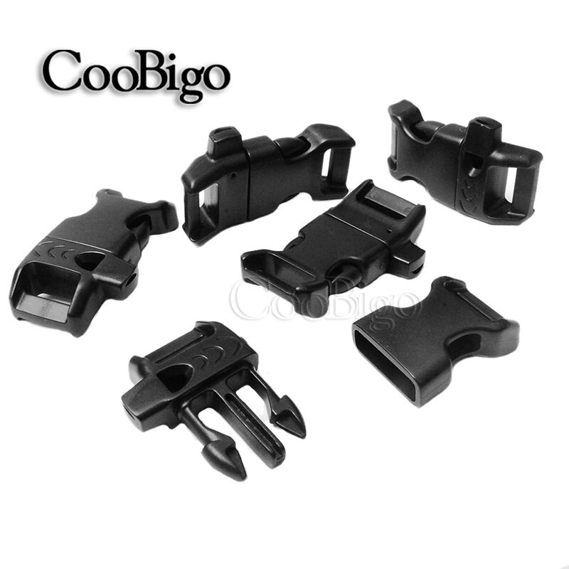 5/8" Side Release Buckle Curved Emergency Survival Whistle Buckle Parachute 550 Paracord Bracelet Strap Bag Parts