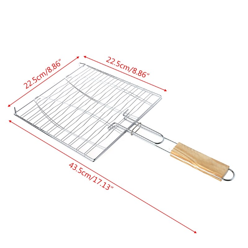 Churrasco grelhar cesta grill rede de madeira lidar com carne peixe vegetal ferramentas u1je