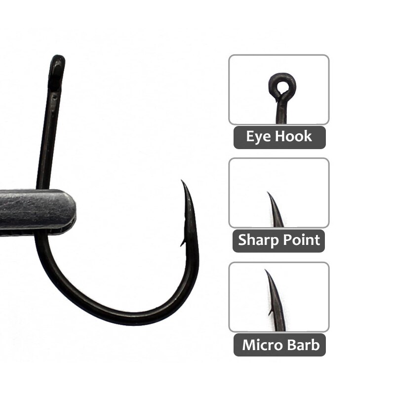 Anzuelos para pesca de carpa, aparejo para el pelo de carpa, anzuelos anchos con revestimiento de PTFE, ganchos de púas de acero al carbono, 25 uds.