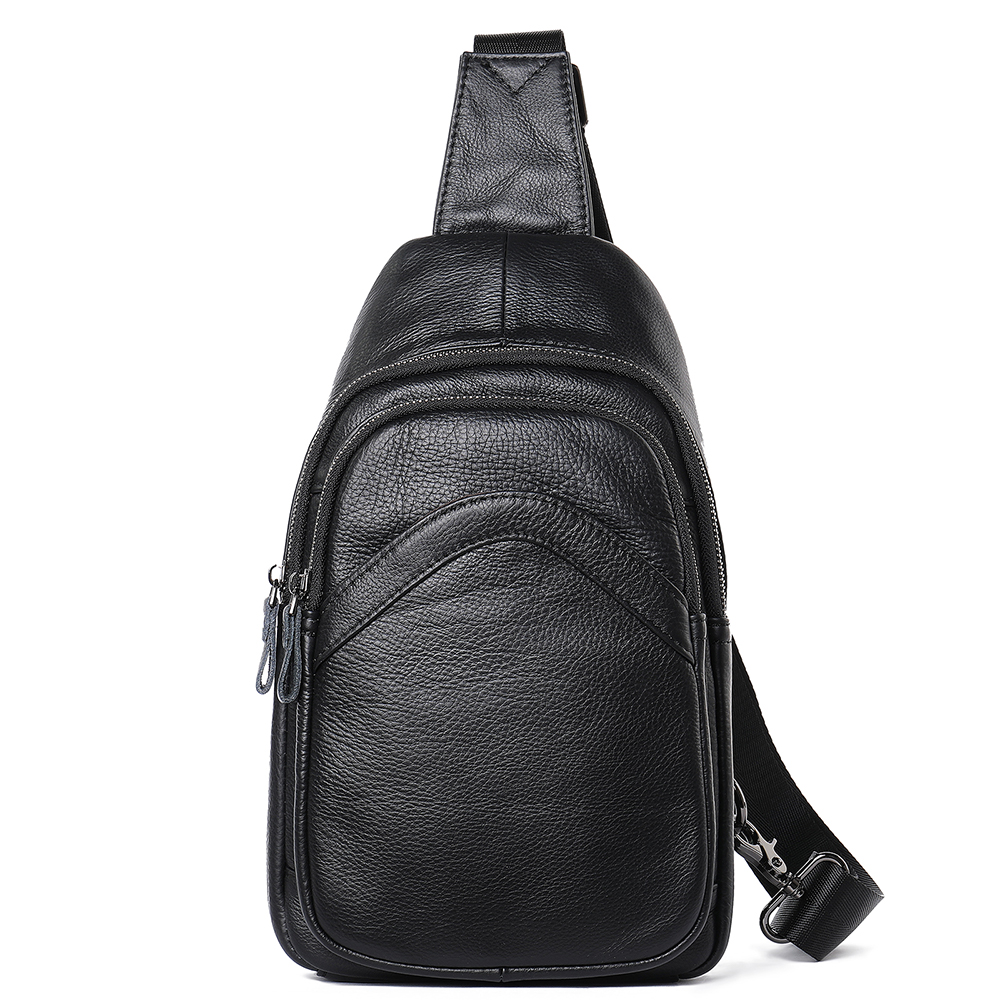 WESTAL leren herentas voor heren, borsttas voor heren, crossbodytas: Black