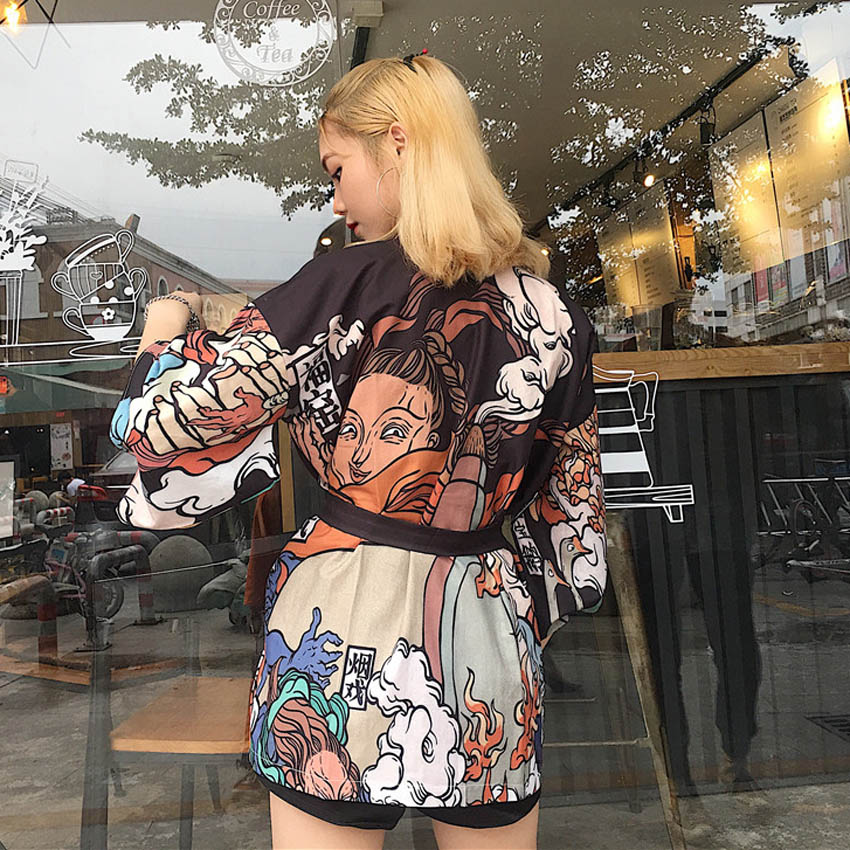 Estilo japonês homem ukiyo-e haori quimono tradicional harajuku japão feminino protetor solar xale samurai traje lazer yukata cadigan