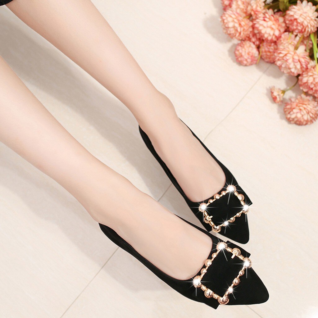 Vogue Women Flats Nice Flock Metal Women Boat Shoes Spring Woman Pointed Toe Flat Shoes Women Casual Shoes