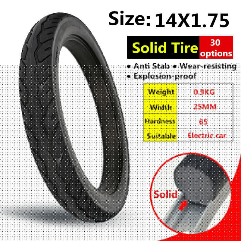 14*1.75 Pneu de Carro Elétrico Pneu Sólido 14 Polegada para Electrombile 14x1.75 Solid Pneus de Borracha de Pneu Preto: Default Title