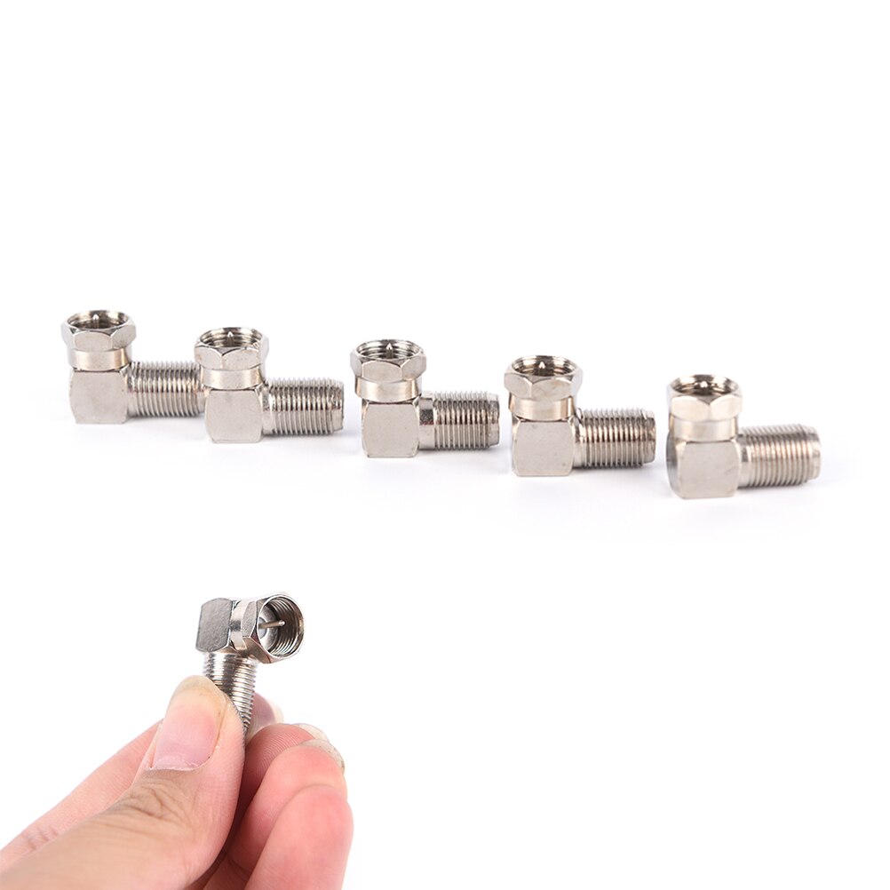 5pcs Right Angle 90 Degree Coaxial Connector Waterproof Connection F Male To F Female Adapter Connector RG6 RG5