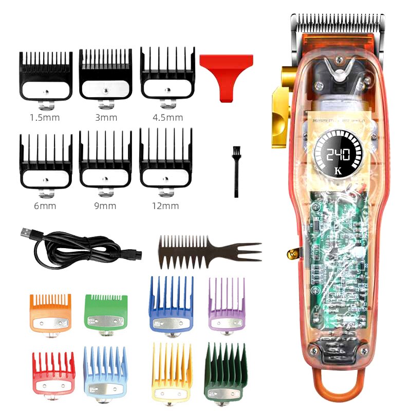 Kemei Hair Clipper for men Electric Hair Trimmer Cordless Hair Cutter Machine LCD Display Rechargeable haircut: 2709-8comb