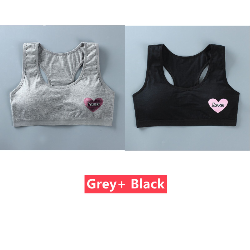 2PC Bras for Teen Girls Training Bras 14 Years Kids Soft Underwear Girls Breathable Children Cotton Sports Bras: huihei