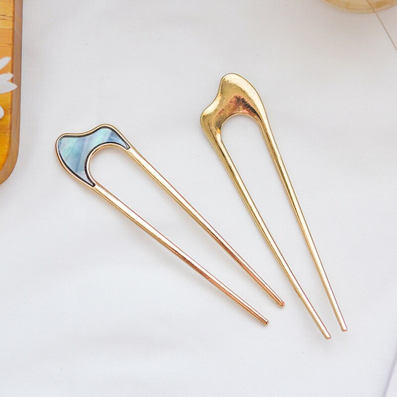 U-Shaped Hairpins Women Girls Hair Accessories Gold Silver Color Metal Hair Sticks Retro Jewelry Headdress