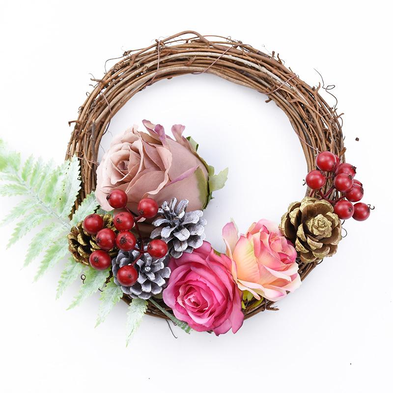 30CM DIY Hängen Kranz Rattan Ring Band Handwerk Weihnachten Dekorationen Weihnachten Hochzeit Kränze Heimat Party Dekor DIY Blumen- Kranz