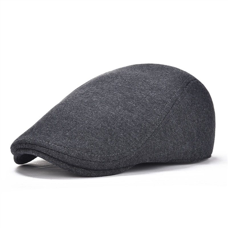 VOBOOM – casquette plate en coton pour homme et femme, chapeau de chauffeur de taxi, Vintage, doux, décontracté, boulanger, livreur de journaux: Gris foncé