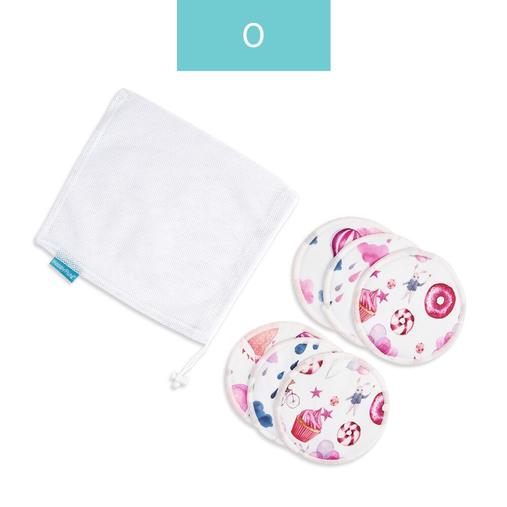 HappyFlute 6pcs/Set Solid Organic Reusable Breast Pads Washable Super Absorbency Reusable Bamboo Nursing Pads With Laundry Bag: O