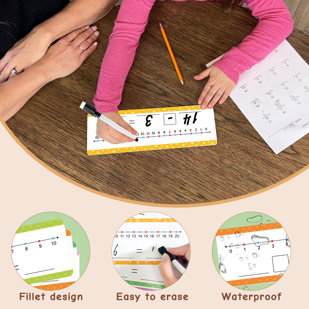 Addition Subtraction Training Cards Dry Erase Number Line Card Math Manipulative Board for Kids Student Montessori Teaching Aids