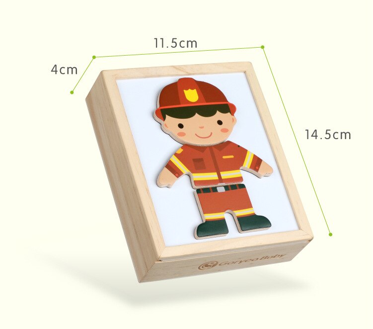 Baby Speelgoed 6 Kleding Magnetische Puzzels Beer/Beroep Jurk Veranderen Houten Speelgoed Voor Kinderen Dressing Jigsaw Doos Educatief