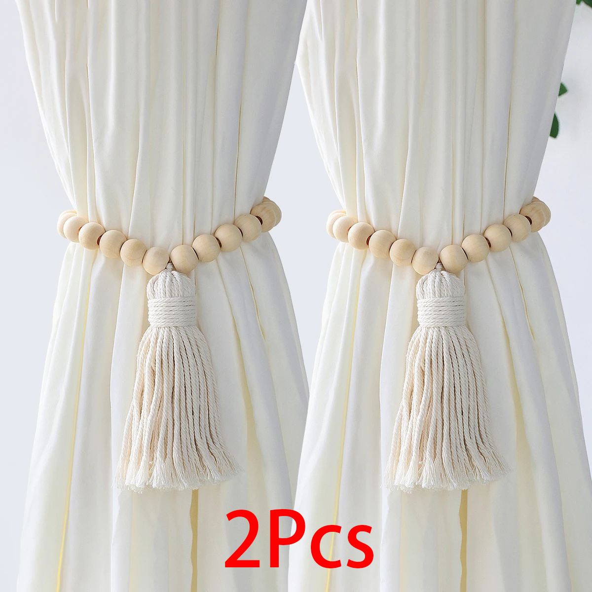 2-pack macrame gordijn tiebacks decoratief gordijn met kraal raambanden kawaii boho kamer decor woonkamer huisdecoratie cadeau: Fluorescerende Oranje