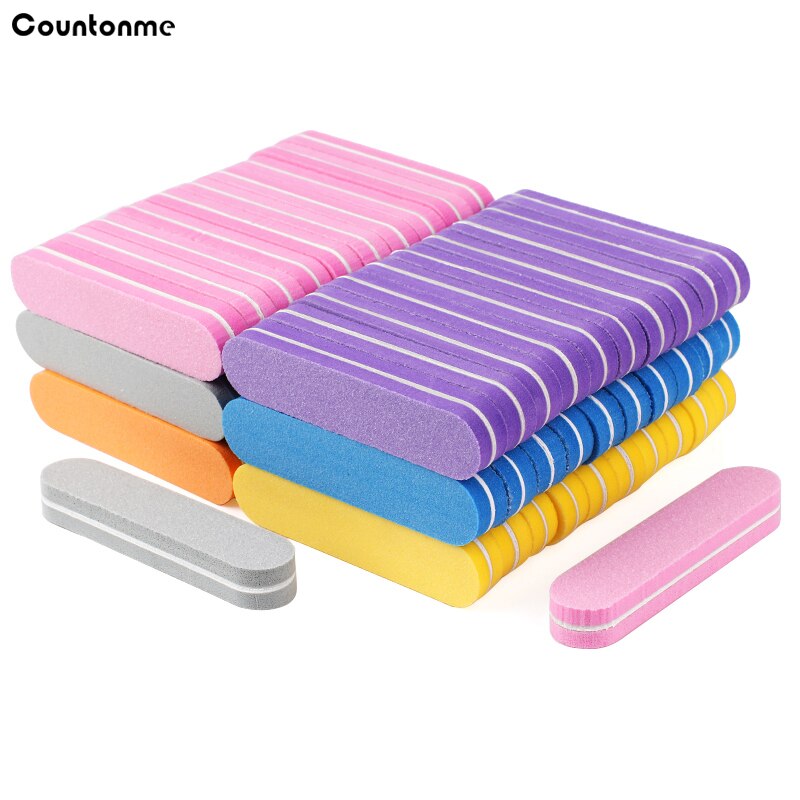 100pcs Mix Color Mini Nail File Buffers Block 100/180 Sponge Nail Art Files Sanding Polishing Grinding Manicure Pedicure Tools