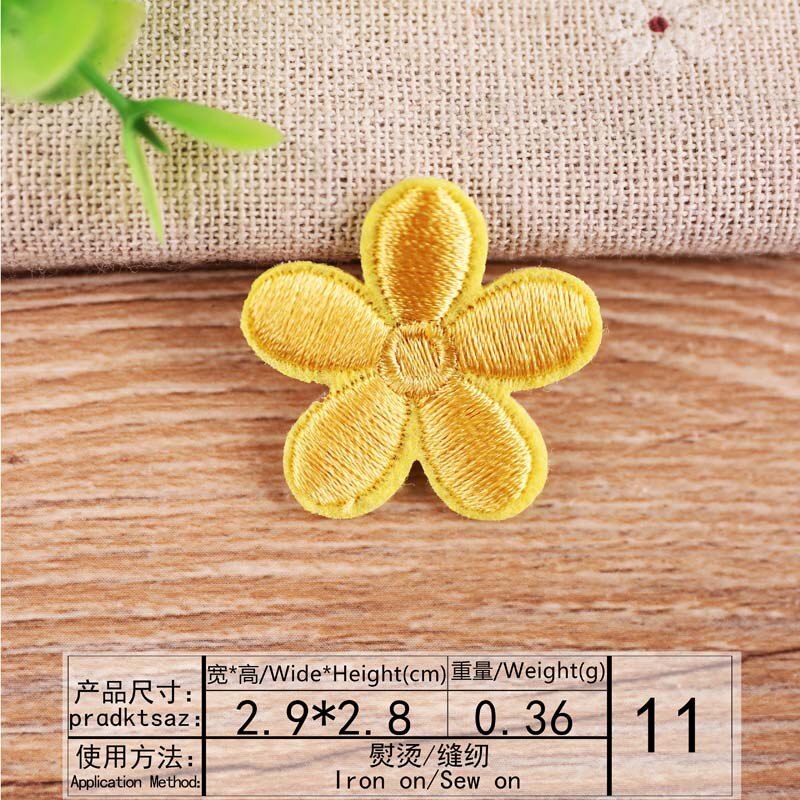 Parches bordados pequeños de flor de Sol para ropa, apliques de decoración de ropa para niños, insignia de rayas, agujero de tela, reparación DIY: 11Gold Yellow