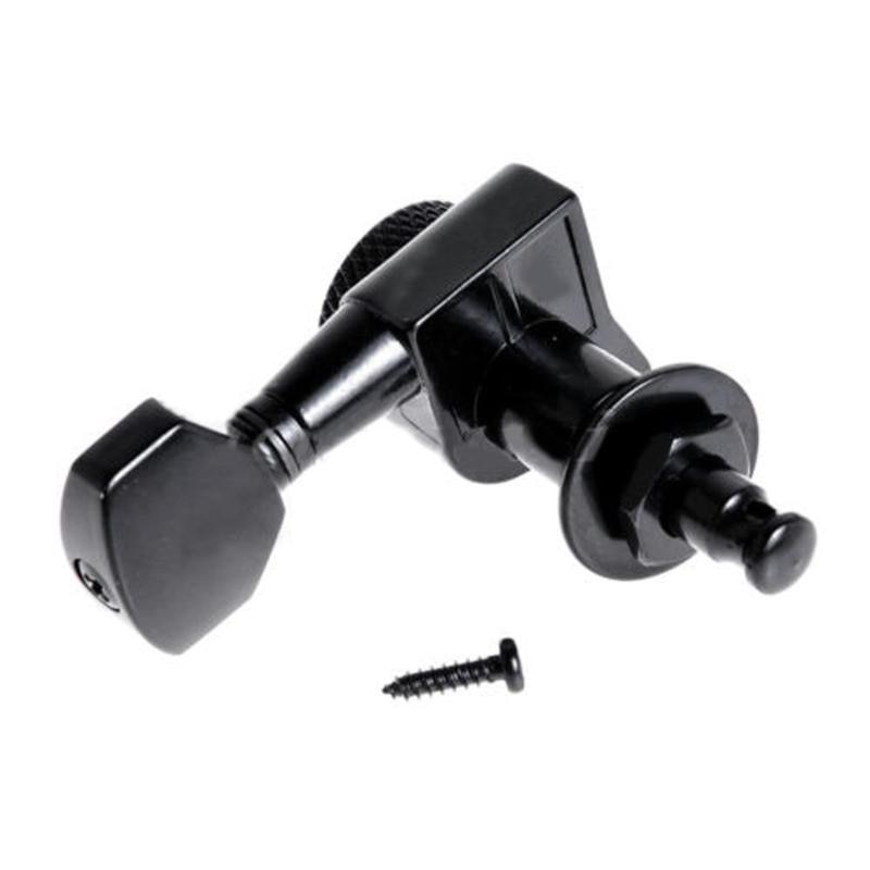 Gitaar String Peg Locking Tuners Stemsleutels Machine Heads Zwart 6R Inline