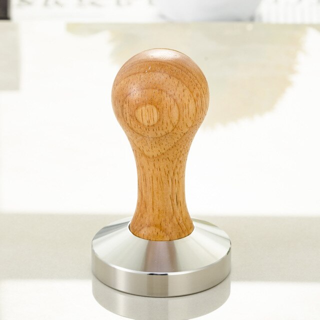 1/49/51/53/57. 5/58/58,35mm Chacate Schwarz Holz Tamper Kaffee Pulver Hammer mit 304 Edelstahl Basis Kaffee Zubehör: Flat Base 51mm3