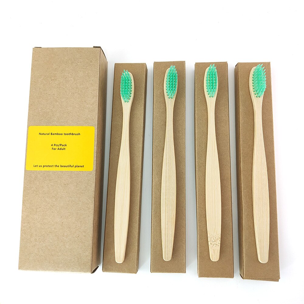 Natural Organic Eco-Friendly Wood Ergonomic Soft Bamboo Toothbrush BPA Free Bristles: 1198-E-1
