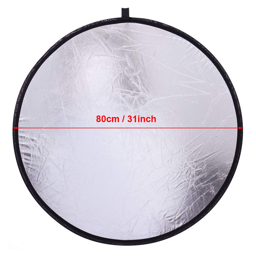 2 in 1 80cm Light Reflector Portable Collapsible Round Photography Reflector Gold &amp; Silver for Portrait Photography Accessories