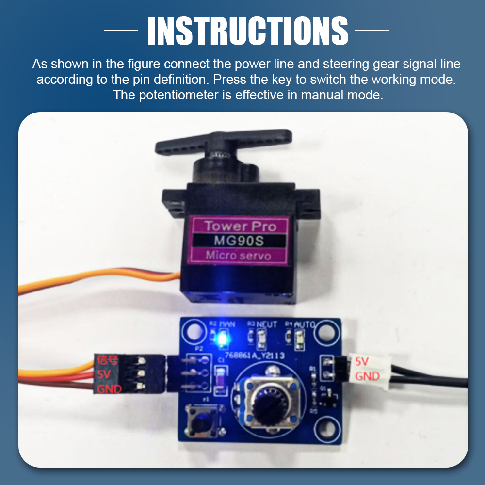 Servo Controller Stuurinrichting Tester Module 5V Met Roterende Potentiometer Schakelaar Drie Control Modes