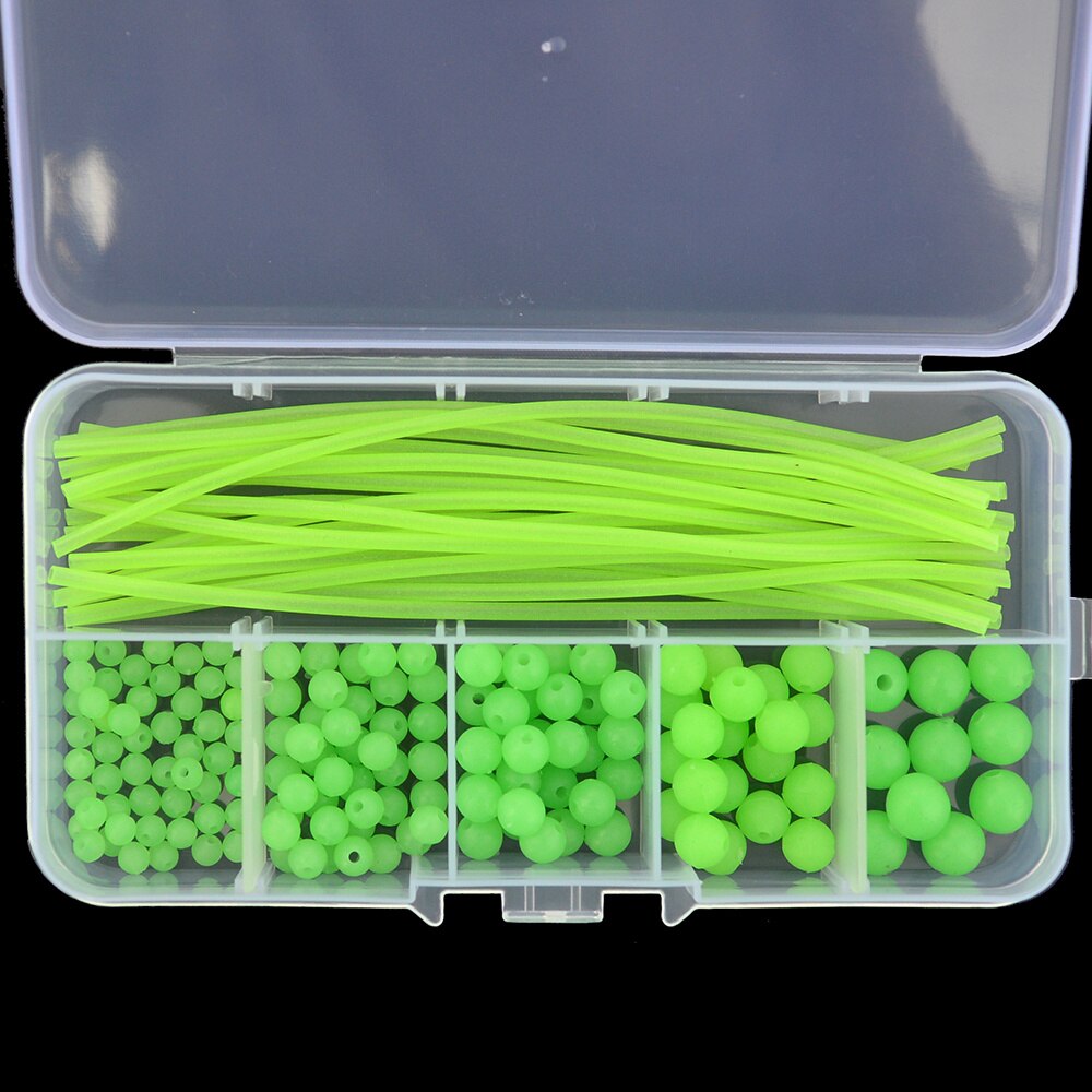 Lysande fiskepärlor rör 170 st / set mjukt gummi flytande glöd fiske pärlor fiske rigg rör ärm tillbehör: Runda pärlor
