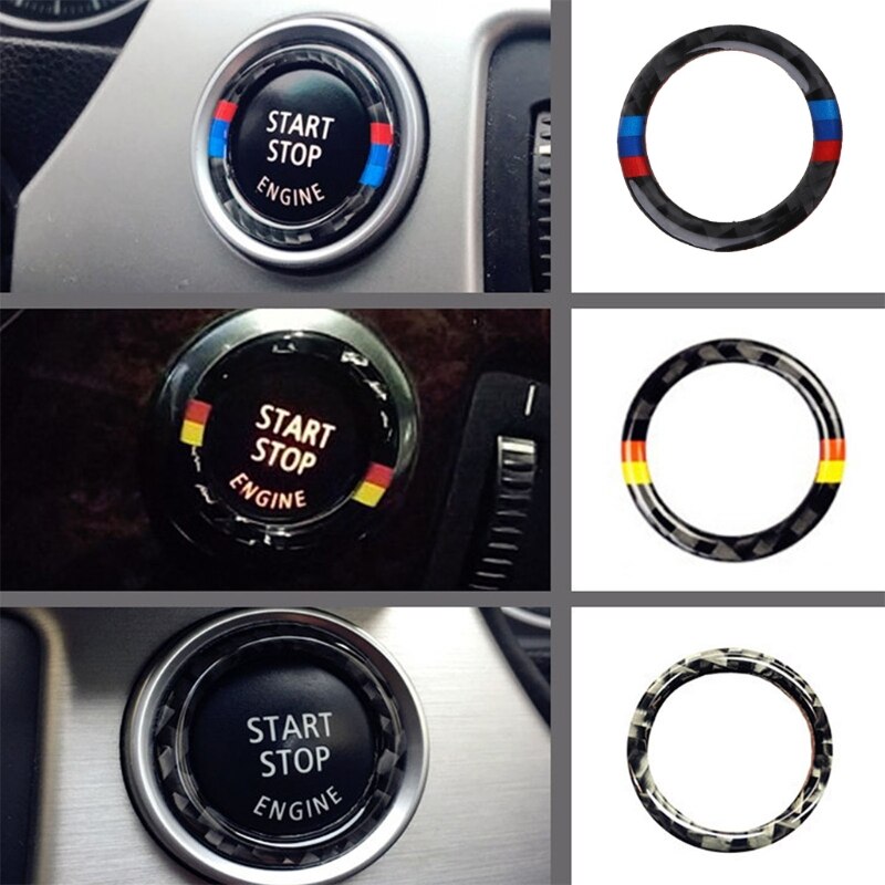 Auto motor start/stop knop koolstofvezel decor ring voor  e90 e92 e93
