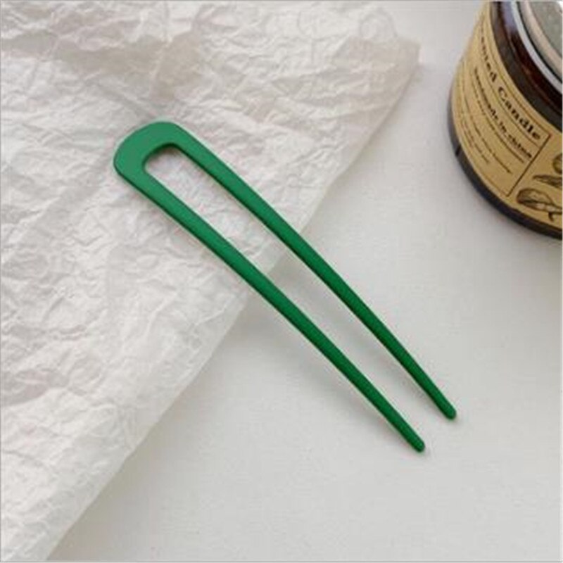 Horquilla en forma de U para el pelo para mujer y niña, pinzas para el pelo en forma de U de estilo francés, pasadores de varillas en U de concha de tortuga, accesorios de peinado: green