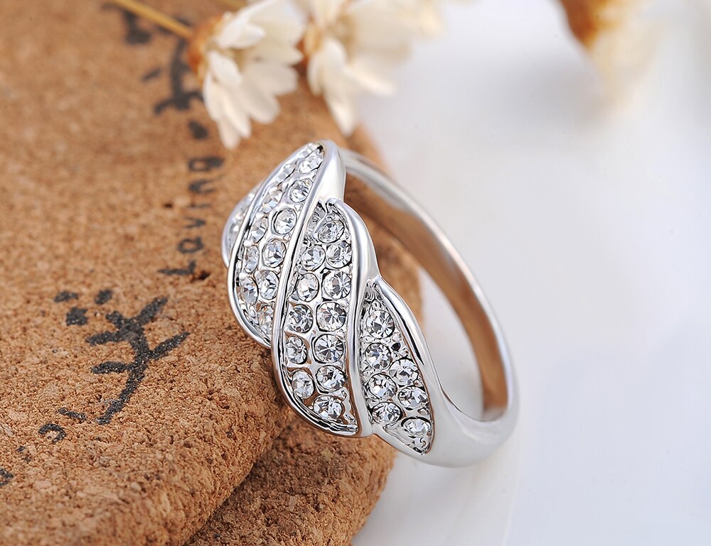 Lokaer moderno forma ondulada Cubic Zirconia anillos de aniversario joyería para mujeres niñas oro rosa de Navidad de cumpleaños A2010238320