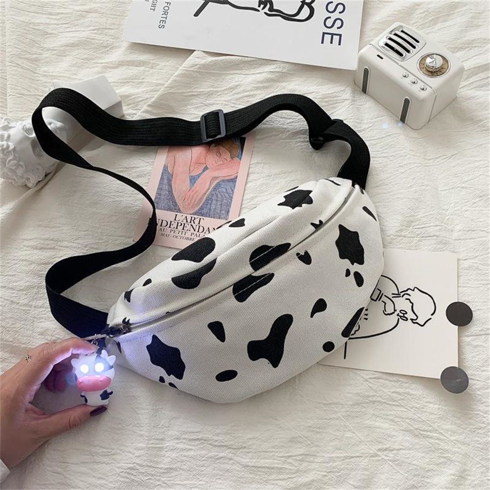 Kuh Drucken Schulter Leinwand Gürtel Taschen für Frauen Taille Tasche lässig Kleine fanny Pack Weiblichen Taille Pack Reise Crossbody Brust tasche
